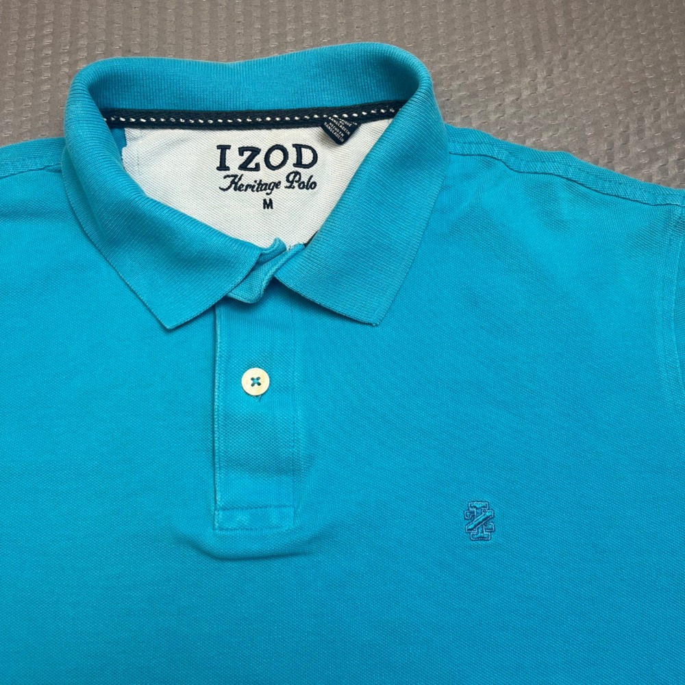 IZOD Heritage Polo Shirt Men's Medium Bright Blue Short Sleeve Classic Fit